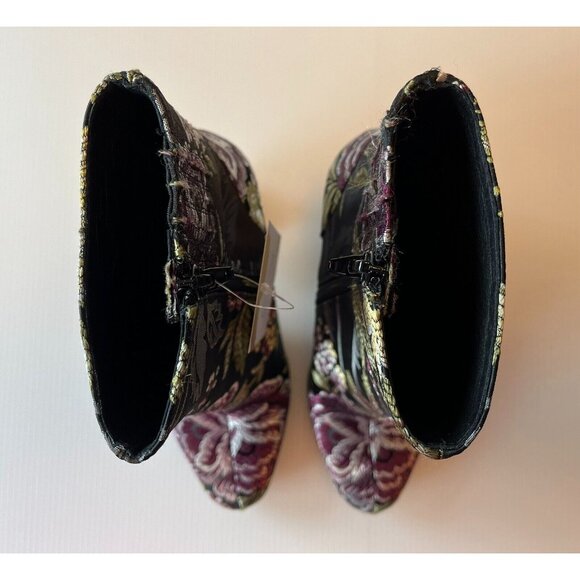 Jefferey Campbell Black Floral Jacquard Block Heel Ankle Booties, Size 7 (US) - Picture 3 of 11